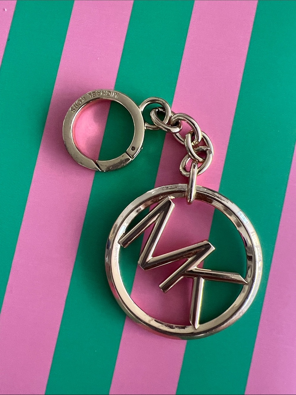 Michael Kors Gold-Tone MK Round Logo Keyring
